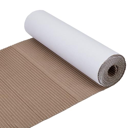 BENECREAT 78.7Inch Corrugated Cardboard Roll, 13.8Inch Wide B Flute Shipping Corrugated Paper, Heavy Duty Wrap Paper Sheet for Christmas Party Gift Packing Storage Shipping DIY Crafts (White) - color: White Back, size: 78.7x13.8 Inch