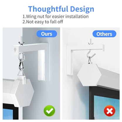 XINLEI Universal Projector Screen Wall Mount L-Brackets Hanging Ceiling Mount, 6 inch Adjustable Extension with Hook for Home Projector and Movie Screens, Hold up to 66 lbs, White PRL003W - color: White