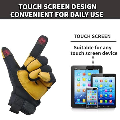 Work Gloves, Multi-Purpose Safety Glove, Black+Yellow, Medium - color: Black+yellow-2, size: Medium