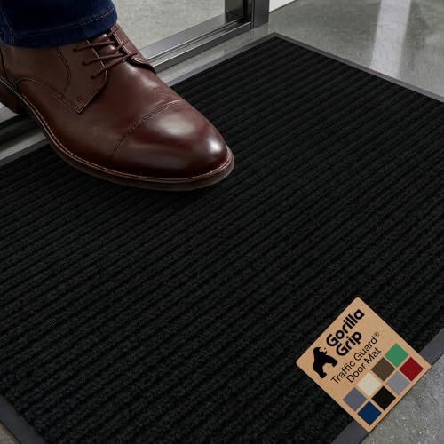 GORILLA GRIP Traffic Guard Indoor Outdoor Heavy Duty Door Mat, 29x17 Black - color: Black, size: 29" X 17"