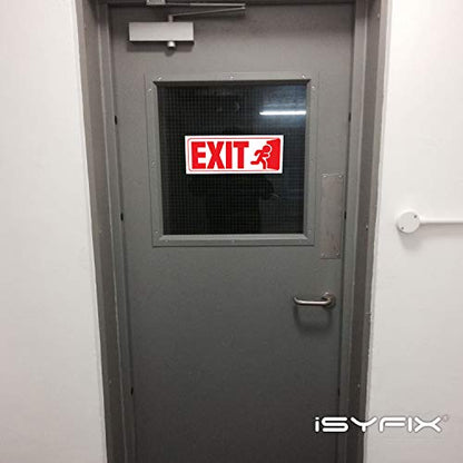iSYFIX Exit Signs Stickers, 10x4 Inch, 3 Pack, Red & White - color: Red & White