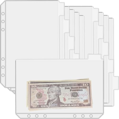 UMSICHT 12PCS A5 Binder Pockets with No Zippers, Zipless Budget Envelopes with Index Bits Design, A5 Binder Pouch for 6 Ring Binder, Money Folder Organizer,Clear PVC Savings Challenges Envelopes,12PCS - size: 12PCS A5 Pockets