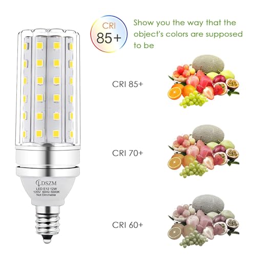 E12 LED Bulbs 12W Candelabra led Light Bulb,100 Watt Equivalent 1200lm Daylight White 5000K E12 Base LED Chandelier Light Bulbs Non-Dimmable LED Corn Bulbs, Pack of 6 - color: E12-12w-5000k-6pcs