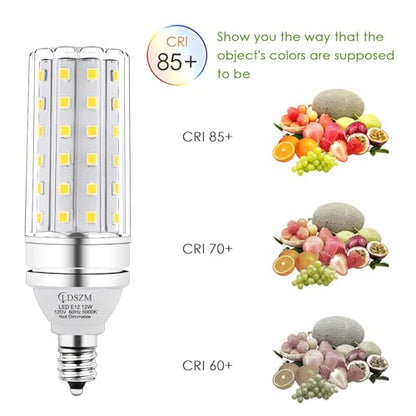 E12 LED Bulbs 12W Candelabra led Light Bulb,100 Watt Equivalent 1200lm Daylight White 5000K E12 Base LED Chandelier Light Bulbs Non-Dimmable LED Corn Bulbs, Pack of 6 - color: E12-12w-5000k-6pcs