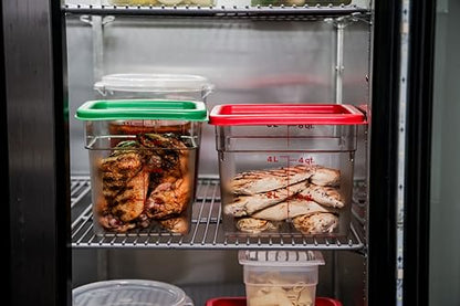 Cambro Food Storage Container with Lid - 6 QT (Quart) Square, Classic Series with Red Lid, Commercial Grade for Food Prep, Clear, 2 Pack - size: 6 QT + Lid (Pack of 2)
