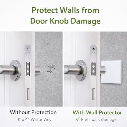 Wall Protector from Door Knob, 4" Square, White, 4 Pack