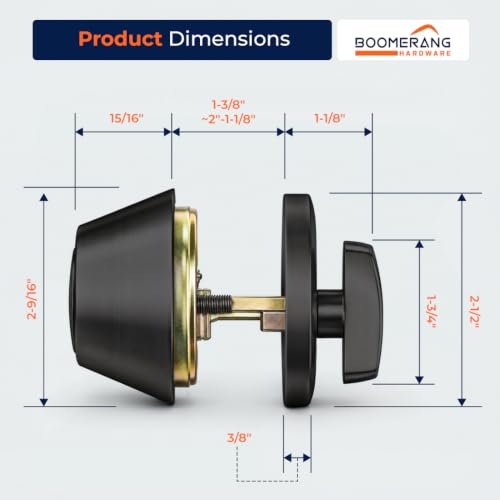 Boomerang DB7431 Heavy-Duty Designer Commercial Deadbolt Lock, 5-Pin - color: Matte Black (US19), style: 5 Pin Cylinder
