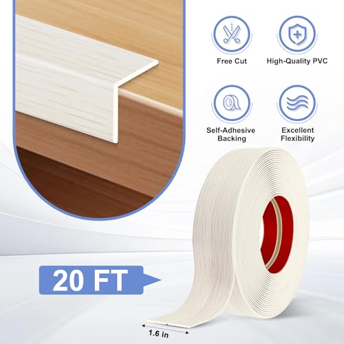 Wall Corner Protector Moulding Trim Peel and Stick - color: Beige Wood, size: 1.6 In x 20 Ft