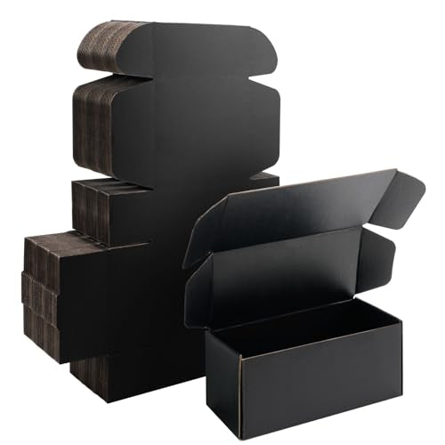 7x3x3 inch Black Shipping Boxes for Small Business- Set of 25 - color: Black, size: 7x3x3 Inch