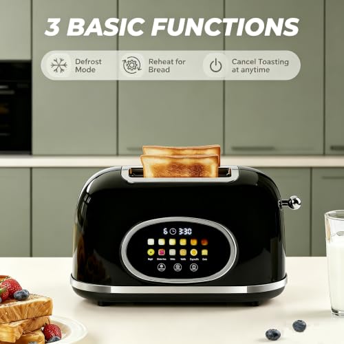 Roter Mond Toaster 2 Slice Touchscreen Stainless Steel, Retro Black - color: Black