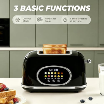 Roter Mond Toaster 2 Slice Touchscreen Stainless Steel, Retro Black - color: Black