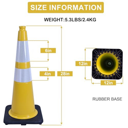 OrangeStar 8-Pack 28" Traffic Cones, Yellow Safety Cones - color: Yellow, size: 28in