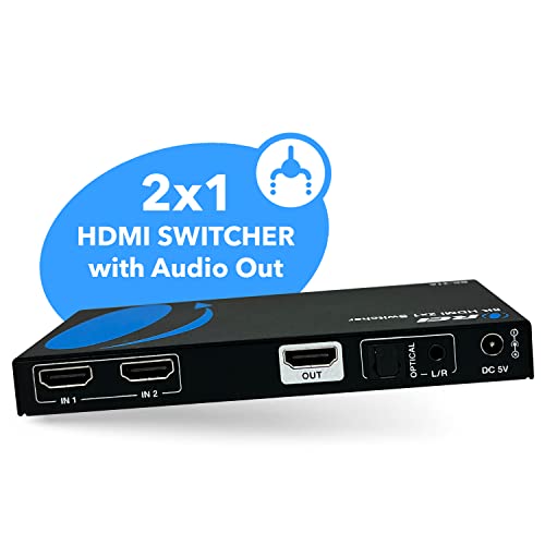 OREI 8K HDMI 2.1 2-Port Switch with Audio Extractor 48 Gbps, 8K@60Hz, EDID