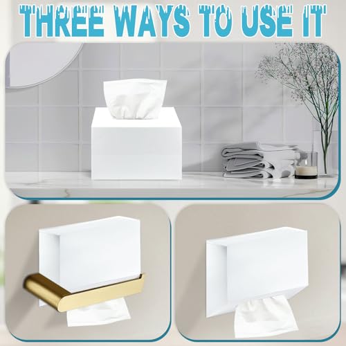 Acrylic Hand Towel Box Cover Holder for Kleenex, Disposable Paper Hand Towels Holder, Bottom Pull-Out & Wall-Mounted, Paper Towel Dispenser Suitable for Home, Office, Bathroom (Glossy White) - color: White