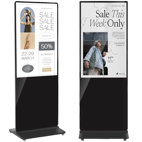 49 inch Indoor Digital Signage LCD Screen IPS Floor Standing Digital Kiosks Interactive Displays with WiFi HDMI/USB Input Auto AD Player,Android OS Black - color: Black, size: 49 inch, style: NonTouch-Screen