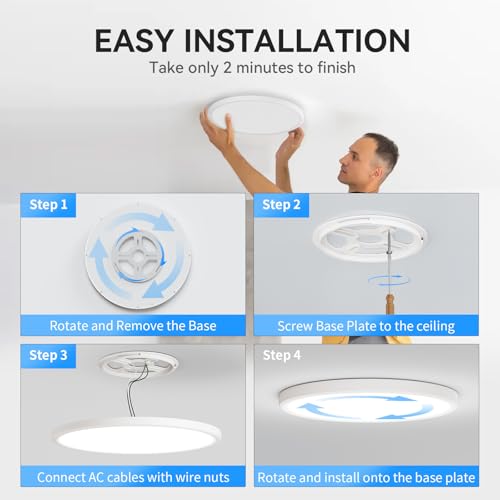 WKONCLDY 6PACK 3200lm LED Flush Mount Ceiling Light, Super Slim 12 inch LED Ceiling Light, 5000K Daylight LED Ceiling Light for Bedroom, Living Room, Dining Room, Garage and Office (White, Six Pack) - color: White, size: 12in-6Pack