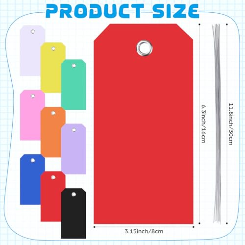 100 Pack Red Plastic Shipping Tags with Wire Ties, 4.72 x 2.36 inches Heavy Duty Industrial Hang Tags, Blank Identification Labels for Warehouse, Inventory & Outdoor Equipment (Red) - color: Red