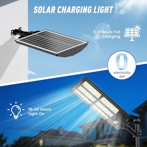 3600W Solar Street Lights Outdoor Waterproof, Solar Lights with Remote Control & Motion Sensor, Pole or Wall Mount, Long Lasting Battery Dusk to Dawn, for Outside Patio Commercial Yard Barn - size: XS