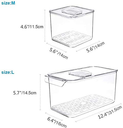 SANNO Fridge Produce Saver Food Storage Bin Containers, Refrigerator Food Fruit Vegetables storage Produce Saver Produce Saver Containers, Stackable Freezer Fridge - size: 3-Pack