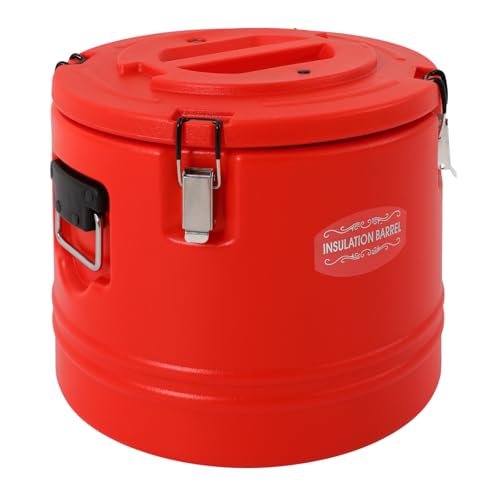 30L/7.9 Gal Insulated Soup Carrier, Stainless Steel Insulated Soup Container Bucket Hot & Cold Thermal Bucket with Lid Commercial Food Warmer for Parties Picnics Cafes Restaurants - color: Red, size: 30L/7.9 Gal