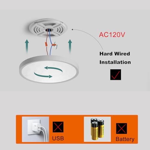 12in Motion Sensor Ceiling Light Indoor, 24W 2400LM, White - color: White, size: 12 inch 2 pack