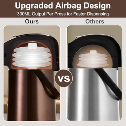 PARACITY Coffee Carafe, 84.5 fl oz/2.5 L Airpot Coffee Dispenser with Pump - color: Gold Brown