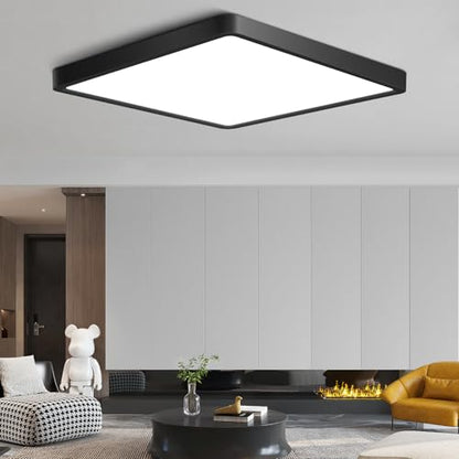 LightingWill 12Inch 24W Square LED Ceiling Light Fixtures Flush Mount, 3000K Warm White LED Ceiling Lamp, Black Surface Mount Modern Ceiling Lights for Bedroom, Kitchen, Hallway and Living Room - color: Warm White, size: 12 inch Black