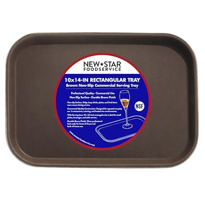 New Star Foodservice Restaurant Grade Non-Slip Tray, Plastic, Rubber Lined, Rectangular (Brown, 10-Inch x 14-Inch) - color: Brown, size: 10-Inch x 14-Inch