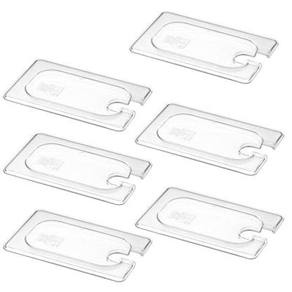 6-Pack Clear Polycarbonate Handled & Notched Lids for 1/9 Size NSF Food Pans - color: 1/9 Size, size: Handled & Notched Lids