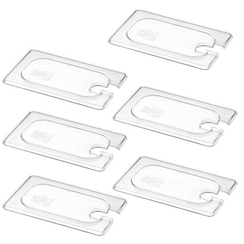 6-Pack Clear Polycarbonate Handled & Notched Lids for 1/9 Size NSF Food Pans - color: 1/9 Size, size: Handled & Notched Lids