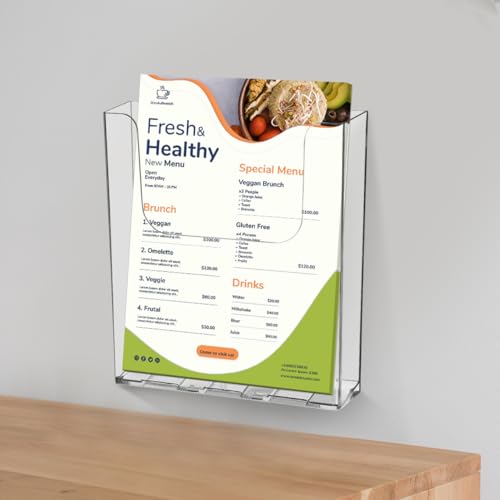 Cabilock 2 pack Clear Acrylic Wall File Holder Wall Mounted Brochure Magazine Organizer File Organizer Mount for Office Mall Exhibition Hotel A4 9.88 X 8.85 X 1.65 in - color: 2PCS