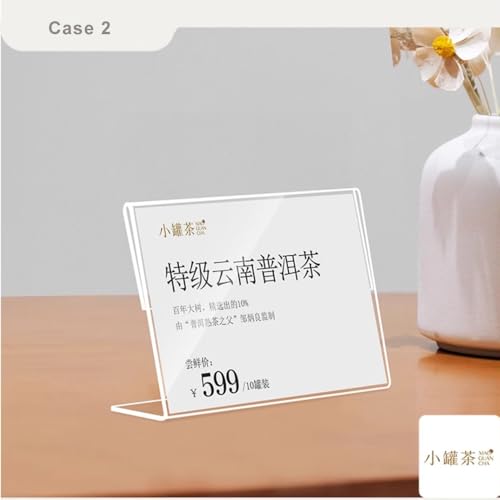Acrylic Label Holder Horizontal Slanted L-Shape (120*80mm/4.72*3.15inches) - size: 120*80mm/4.72*3.15inches