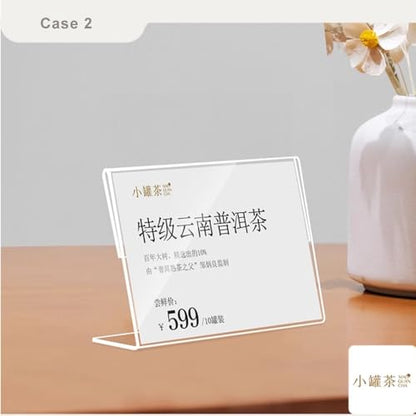 Acrylic Label Holder Horizontal Slanted L-Shape (90*55mm/3.54*2.17inches) - size: 90*55mm/3.54*2.17inches