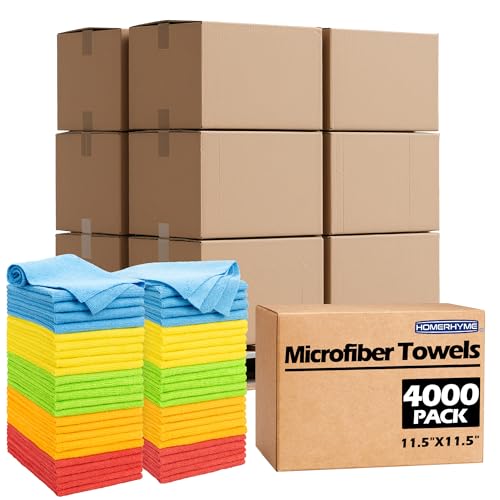 Microfiber Cleaning Cloth, 4000 Pack Cleaning Rags Microfiber Towel Bulk Absorbent Lint-Free WashCloths, All-Purpose Towels for Cars, Shop, Automotive, Garage, Home Kitchen 11.5"*11.5" - color: Assorted, size: 4000 Pack