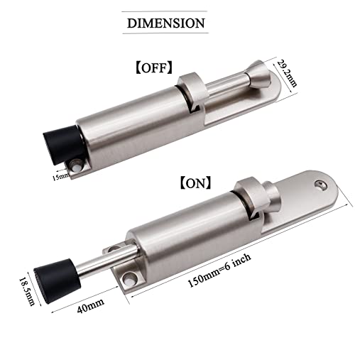 Kickdown Door Stop 2-Pack Easy Step Door Stopper Spring Loaded Telescopic Step On/Off Door Stopper Rubber Adjustable Heavy Duty Door Locks Holder Stop/Release by Foot (Silver) - color: Silver