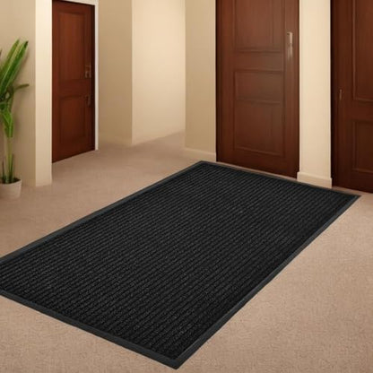 SRDDQLC Door Floor Mat Commercial Grade Large Size Heavy Duty Tough Entry Collection Slip Skid Entrance Mat with Rubber Backing Low Profile and Easy to Clean Indoor Outdoor Rug,4FTx8FT,Black - size: 4' x 8' (Rectangular)