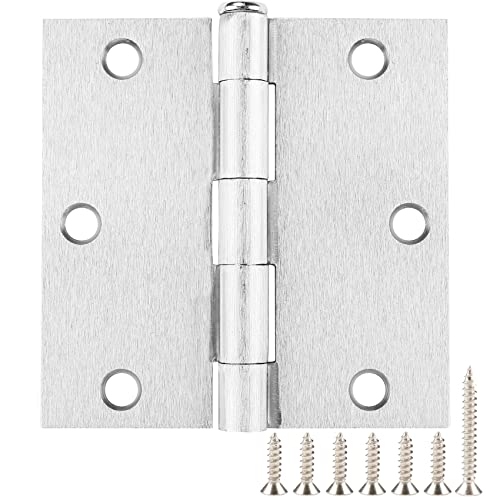 Door Hinges Satin Nickel 3.5 Inch Square Corners 12 Pack - color: Brushed Nickel