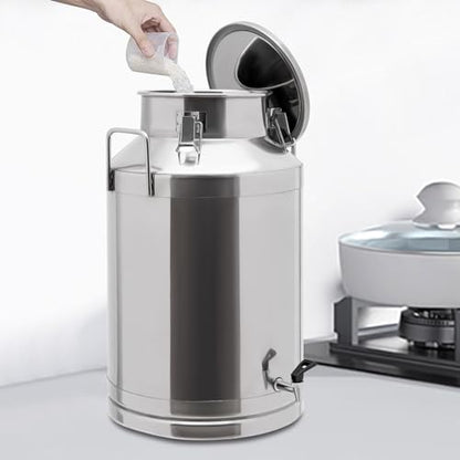 Stainless Steel Milk Bucket With Faucet, Large Liquid Container Storage,Stainless Steel Milk Can With Sealing Lid and Carry Handle,for Wine(60L/15.9 Gal,w/Faucet) - size: 60L/15.9 Gal,w/Faucet