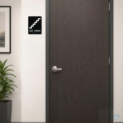 Alpha Dog Exit Stairs Sign, 8x6 ADA Braille Sign, Black - color: Black, size: Exit Stairs