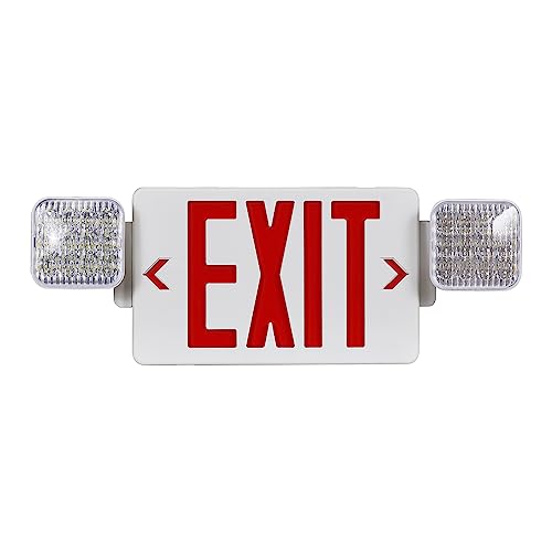 Red LED Exit Sign Emergency Light Combo, UL Listed Battery Backup - color: Red, size: 1 Pack