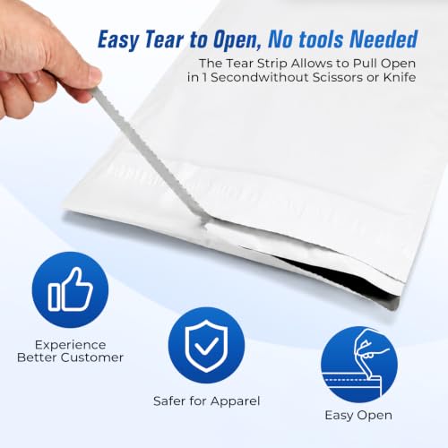 Fuxury Poly Mailers 12x15.5 50PC Shipping Bags for Small Business White - color: White, size: 12x15.5" 50pcs (Upgraded Version)