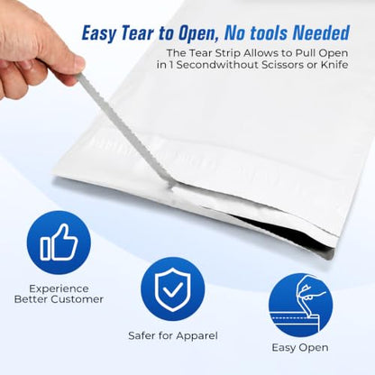 Fuxury Poly Mailers 12x15.5 50PC Shipping Bags for Small Business White - color: White, size: 12x15.5" 50pcs (Upgraded Version)