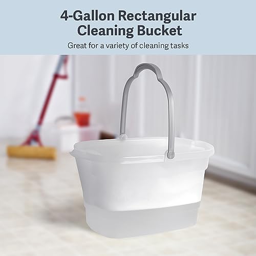 Casabella Cleaning Bucket Rectangular for Mopping or Storage with Handle and Built-In Pour Spouts, 4-Gallon, Clear - size: 4 gallon