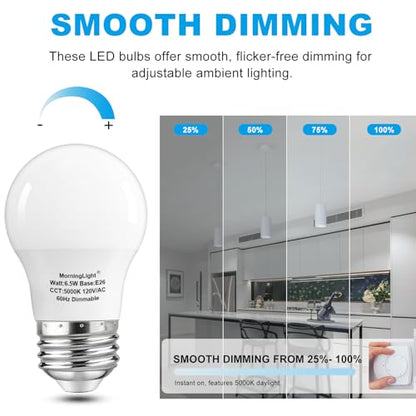 Dimmable A15 Ceiling Fan Light Bulb 60Watt, 5000K Daylight, E26 Base, 4Pack - color: 5000k Daylight
