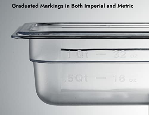 CURTA 6-Pack 1/4 Size 2.5" Deep NSF Polycarbonate Food Pans | Dishwasher & Freezer Safe Clear Container for Prep Tables, Buffet, Salad Bar, Commercial & Home Kitchen - color: 1/4 Size, size: 2-1/2" Deep