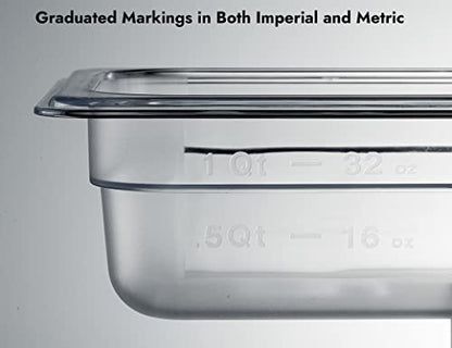 CURTA 6-Pack 1/4 Size 2.5" Deep NSF Polycarbonate Food Pans | Dishwasher & Freezer Safe Clear Container for Prep Tables, Buffet, Salad Bar, Commercial & Home Kitchen - color: 1/4 Size, size: 2-1/2" Deep