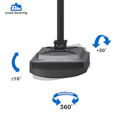 Projector Mount, 42"-59" Height, Universal Ceiling Bracket, 33lb - color: Black, size: 42.5inch-59inch