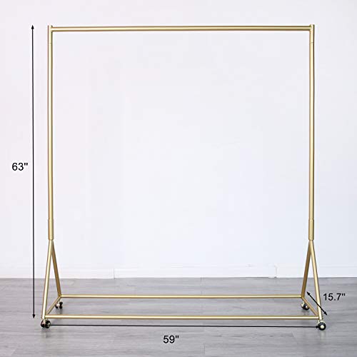 HOMEKAYT Gold Clothing Rack, Rolling Clothes Rack -59’’L - color: on wheels