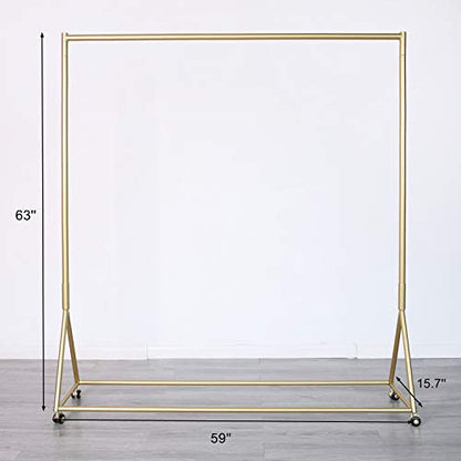 HOMEKAYT Gold Clothing Rack, Rolling Clothes Rack -59’’L - color: on wheels