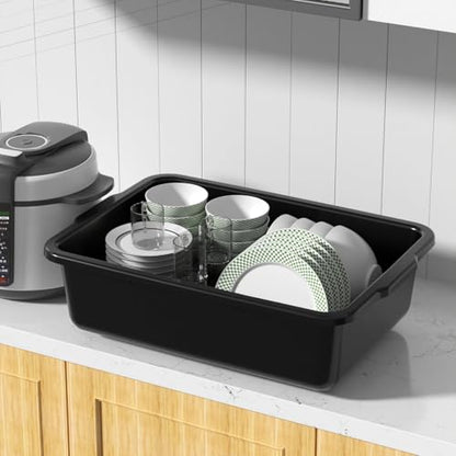 6 Packs 24 L Plastic Commercial Food Service Bus Tub, Black - size: 24 L
